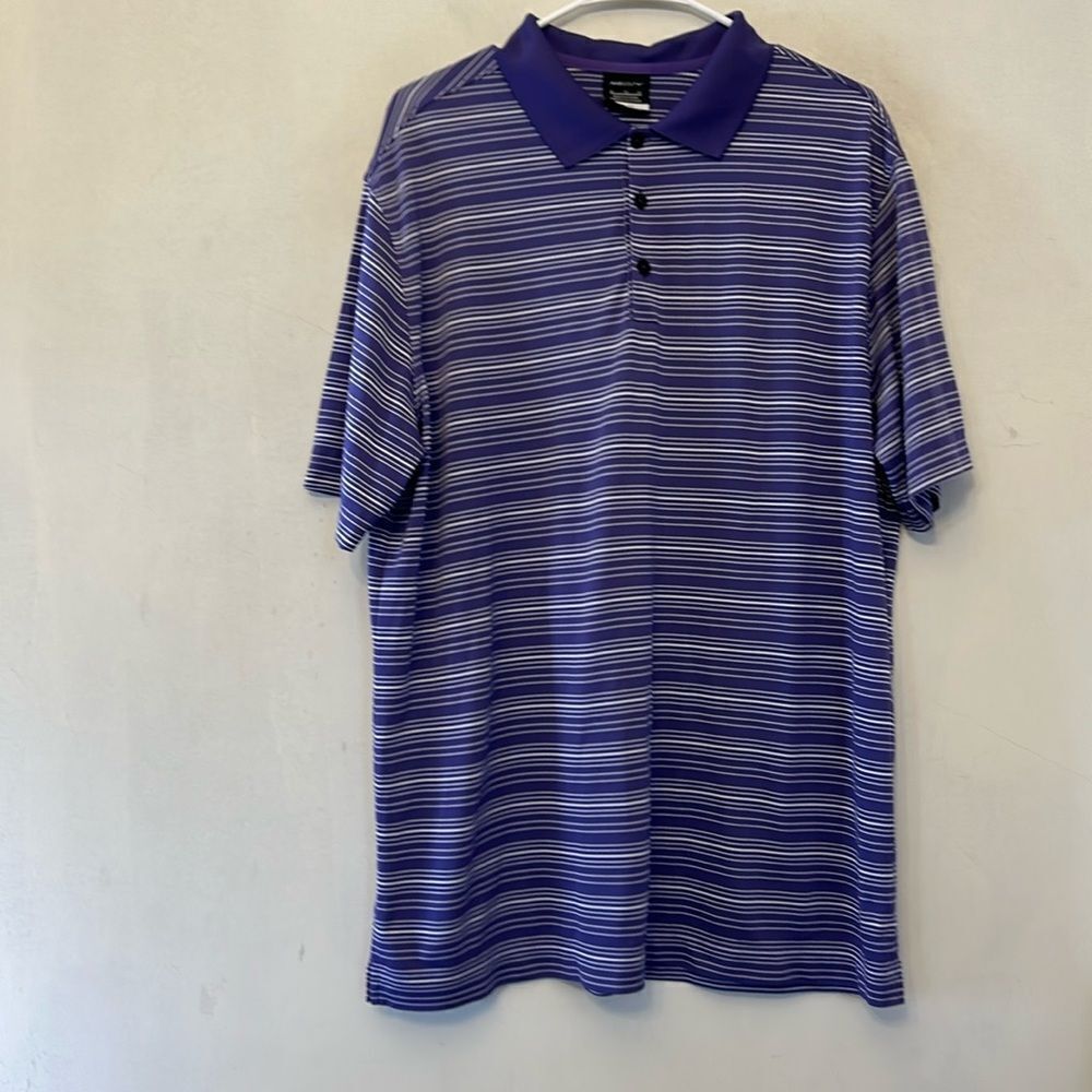 Nike Golf purple white striped dri fit short sleeve shirt Size XL EUC